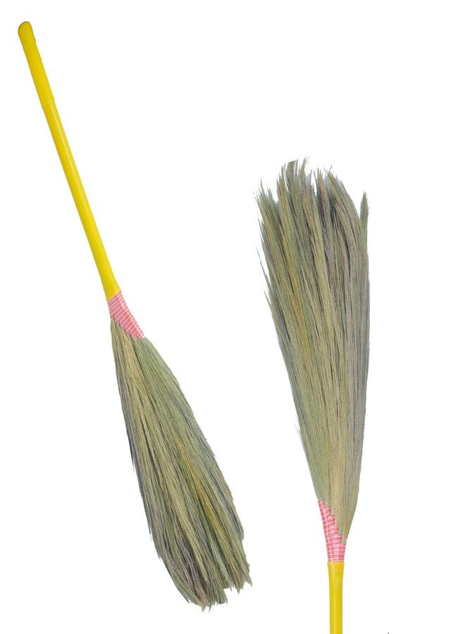 UMD 06 NO BACKPAIN liteweight Flat Broom dust Free Natural Grass Covers Wide Area, Long Handle jaadu, Floor Cleaning, Ceiling, dusting for Home and Office (1) - Image 1